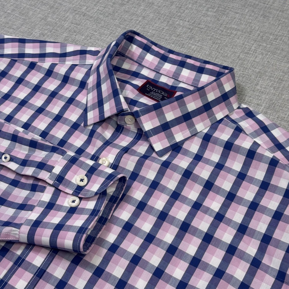 UNTUCKit Button-Up Dress Shirt Mens XL Multicolor Check Plaid Long Sleeve Cotton